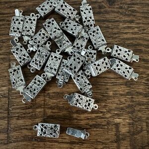 New Vintage Silver Filigree Box Clasps - 25 Pieces
